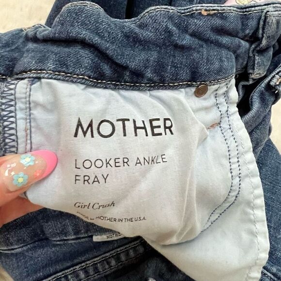 Mother Looker Ankle Fray Skinny Jeans in Girl Crush Raw Hem women’s size 27 - Picture 4 of 15